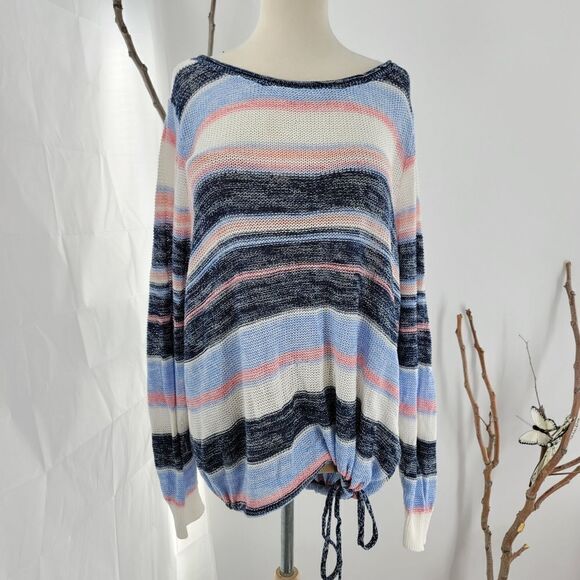 Torrid slouchy sweater open knit drawstring hem - Picture 1 of 8